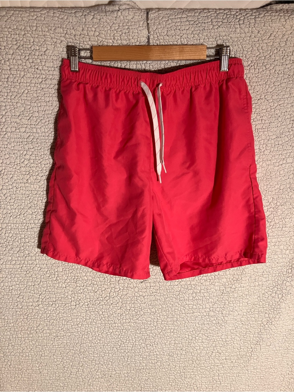 Men's Red Swim Trunks with Drawstring